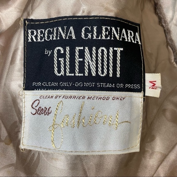 Vintage 60s Regina Glenara faux fur brown greige stole cape one size POCKETS - Picture 8 of 8